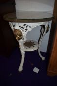 A cast iron Brittania style pub or garden table, named for Gaskell and Chambers Ltd