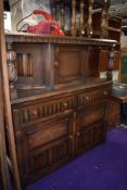A Priory style court cupboard, width approx. 125cm