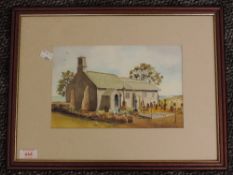 A watercolour, John G Emmerton, St Peter's Church Heysham, signed and attributed verso, 17 x 26cm,