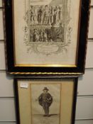 An engraving, Oliver Cromwell, dated 1808, 18 x 10cm, plus frame and glazed, an engraving, Sir