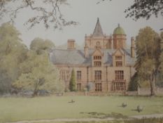 A watercolour, N J Hepworth, Holker Hall, signed and attributed verso, 35 x 50cm, plus frame and