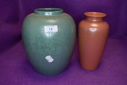 Two mid century studio pottery vase by Poole having calypso lustre glazes both fine condition