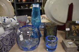 A selection of studio art art glass including local Kendal artist Jo Vincent