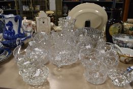 A selection of fine clear cut crystal glass ware including Galway and Bohemian