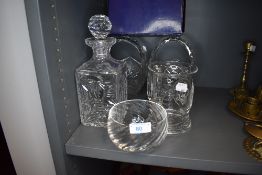 A selection of clear cut crystal glass wares including Waterford Corbin decanter