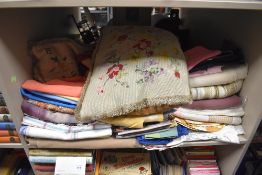 A selection of haberdashery and upholstery fabric and material