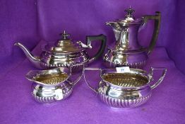 An art deco design tea and coffee set in Sheffield plated steel