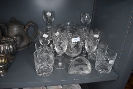 A collection of cut glass and crystal including Stuart, Royal Doulton and more.