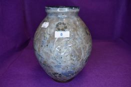 A studio pottery vase having arts and crafts theme singed Keary or Kerry ( Hastings )
