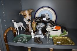 A selection of Gray Hound dog figures and collectable including head bust Heredities and walking