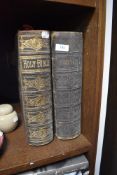Two large leather bound Victorian family bibles both Browns volumes