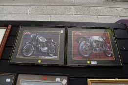 Two motor cycle or bike photo prints one BSA and a Norton