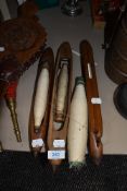 Three antique cotton mill workers loom shuttles each approx 30cm long