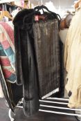A vintage faux fur long length ladies mink style coat and similar matching throw