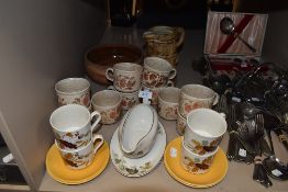 A selection of mid century style tea wares including Myott and Churchill
