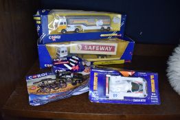 A selection of die cast model cars and trucks including Corgi