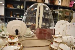 A Victorian glass clock or automaton dome approx 42cm high 33cm wide