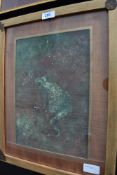 A vintage original mixed media or pastel of an impressionist frog or toad