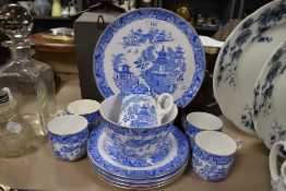 A part tea service by Royal Worcester in a Willow wear design 11 pieces in total