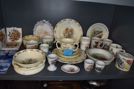 A selection of various childrens ceramics including Bunnykins Peter Rabbit and Thomas the Tank