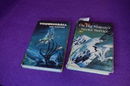 Two vintage 1960s Ian Fleming books,'On her Majesty's secret service' and 'Thunderball'
