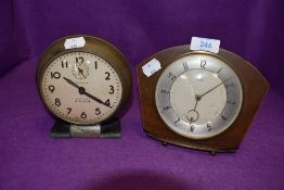 A bed side Big Ben alarm clock by Westclox and similar Metamec mantle clock