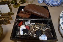 A small metal box containing a number of furniture and similar door keys