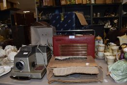 A selection of electrical equipment including Hacker radio Aldis slide projector etc