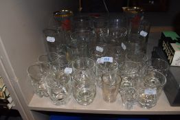 A selection of glass wares including pub tavern glasses