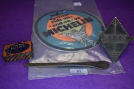 A selection of vintage cycle or bicycle items including Michelin