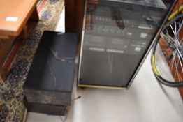 A Hitachi stackable hi fi unit including record deck cassette EQ and amp