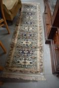 A Persian Shirvan style silk carpet runner/rug, approx. 240 x 70cm