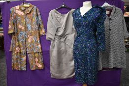 A mixed lot consisting of 1950s duster coat having bow detail to 3/4 sleeves 'Rebere of Mayfair