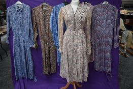 A selection of vintage and retro Ladies Liberty of London dresses and skirt suits,in a variety of