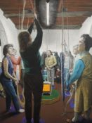 A large oil painting, Rosalind Cuthbert, Winscombe Bell Ringers, signed, and dated 1984 and