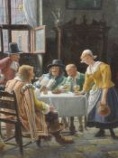 A pair of oil paintings, H C Devinck, An Amusing Story, and Solo Whist, tavern scences, each 49 x