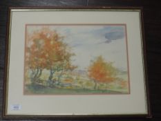 A watercolour, autumnal landscape, 24 x 33cm, plus frame and glazed