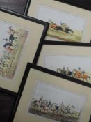 A set of four re-prints, horse racing interest, 18 x 28cm, plus frame and glazed