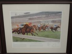 A print, after Paul Hart, Buckingham Racecourses of Britain- Ascot, 47 x 59cm, plus frame and