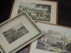 Three re-prints, horse and hound interest, inc, after Pollard, Preparing for the chase, 25 x 34cm,
