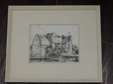 An etching, after, Andres Jaques, provincial country landscape, 14 x 22cm, plus frame and glazed,