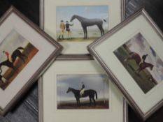 A set of four re-prints, horse racing interest, inc after Lacretelle, Harvester with Arthur Yates