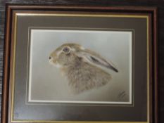 A print after, R Fletcher, hare, signed and dated 2004, 20 x 27cm, and three prints, hares, inc