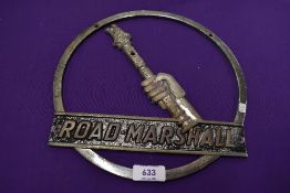 A vintage cast metal sign for Road Marshall