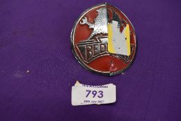 A vintage motor car engine hood badge for Bedford