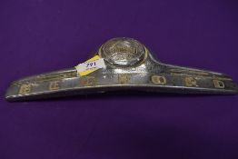 A vintage motor car engine hood badge for Bedford