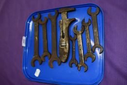 A selection of named motor car spanners including Ford Austin and Lister