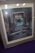 A rare advertising print by modern artist Jan Saudek for Boeing 737 aeroplane