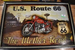 A reproduction style wall plaque for Route 66