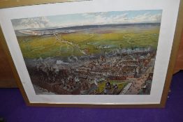 A vintage full colour lithographic print advertising Manchester Ship Canal framed and glazed